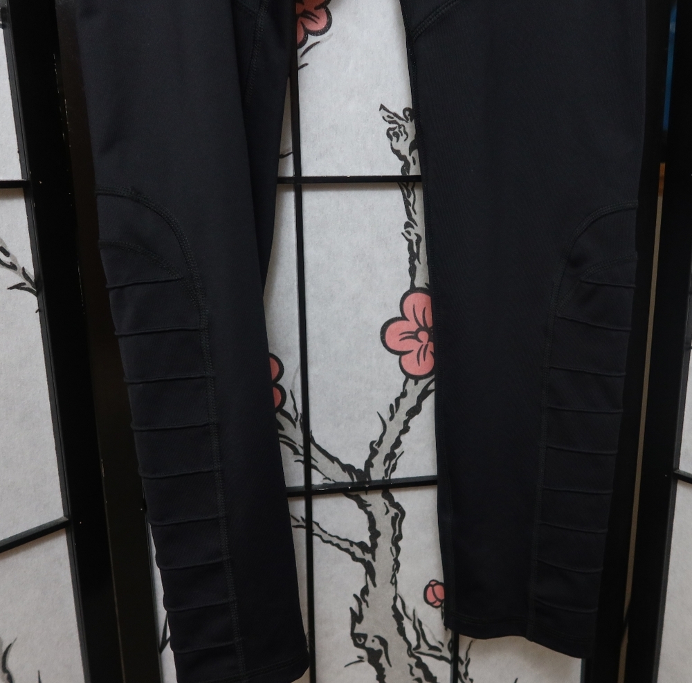 Fila Black Sport Leggings Ribbed Sides Extra Large - Picture 5 of 11